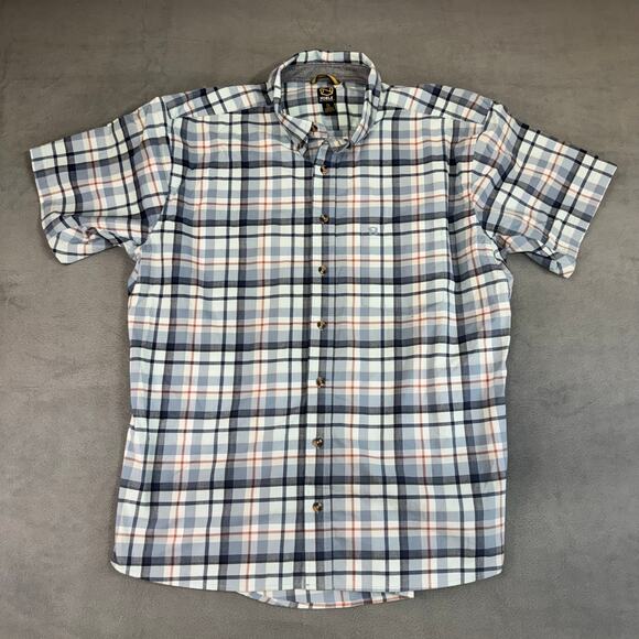 Noble Outfitters Mens Shirt  Blue Plaid Short‎ Sleeve Button Up Pocket XXL FLAW - Picture 1 of 9